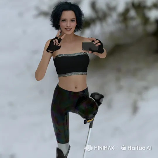 Live2D Video: Lady Takes Selfie in Snowy Forest – AI Generated Video | Hailuo AI