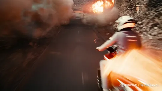 Bike Ride Through a Warzone: Hyper-Speed POV Chaos – AI Generated Video | Hailuo AI