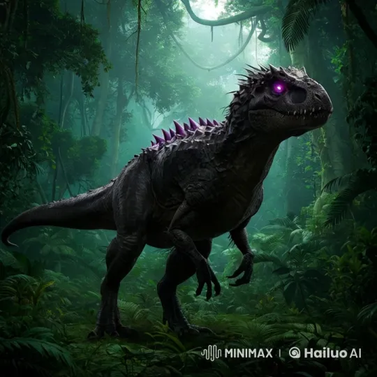 Master Chief Evades a Purple-Spiked Dinosaur in the Jungle – AI Generated Video | Hailuo AI