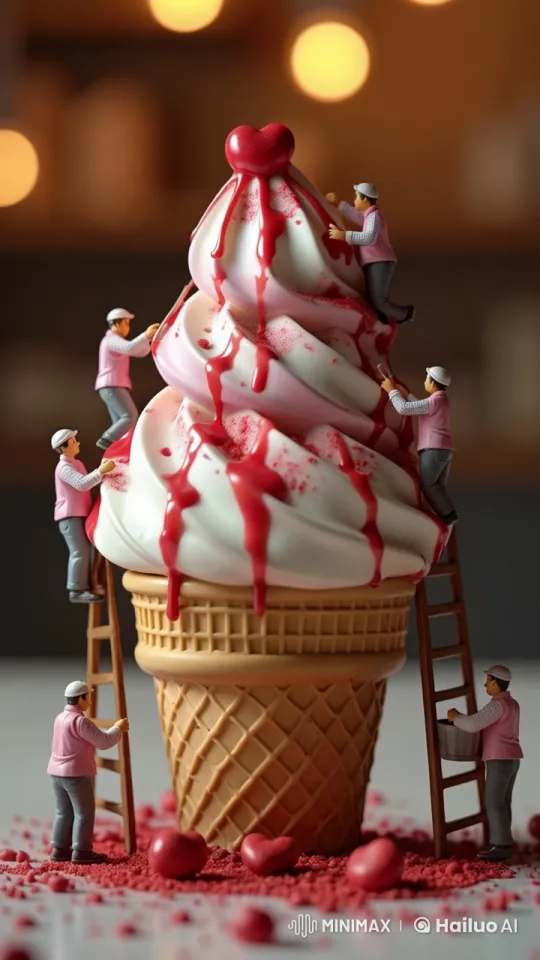 Artistic Craftsmanship: Live2D Ice Cream Cone Decoration Scene – AI Generated Video | Hailuo AI