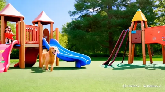 Playful Pets and Happy Kids in Sunny Playground – AI Generated Video | Hailuo AI