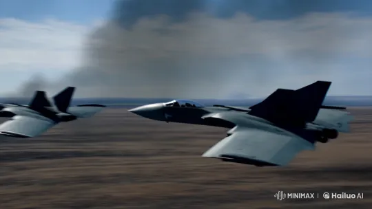 Aerial Assault: Stealth Fighters and Rockets Engulf War Zone – AI Generated Video | Hailuo AI