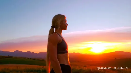German Farmer Woman Admires Sunset in Aesthetic Pastoral Scene – AI Generated Video | Hailuo AI
