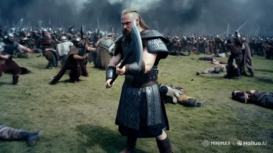 Viking Warrior Dominates Dynamic Battlefield – AI Generated Video | Hailuo AI