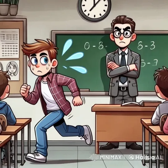 Anxious Student Rushes into Stern Teacher's Classroom – AI Generated Video | Hailuo AI