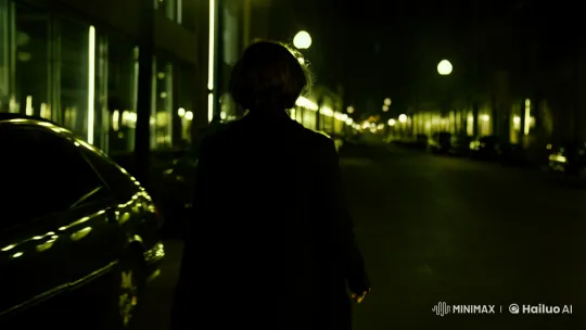 Nocturnal Mystery: A Woman's Suspenseful Walk in Shadow – AI Generated Video | Hailuo AI