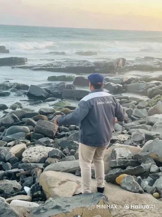 Kungfu Master Practicing on Rocky Shore at Sunset – AI Generated Video | Hailuo AI