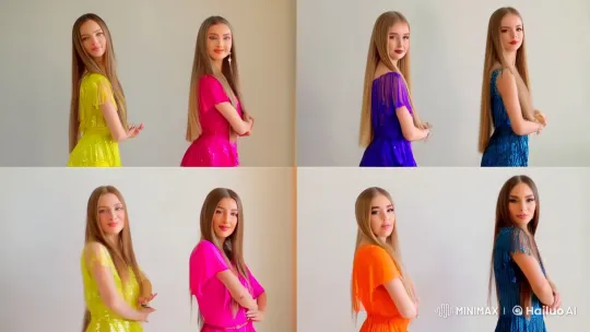 German TikTokers' Graceful Dance in Split-Screen Video – AI Generated Video | Hailuo AI
