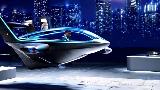 Future Mobility Expo 2045: Ultra-Premium Flying Taxi Display – AI Generated Video | Hailuo AI