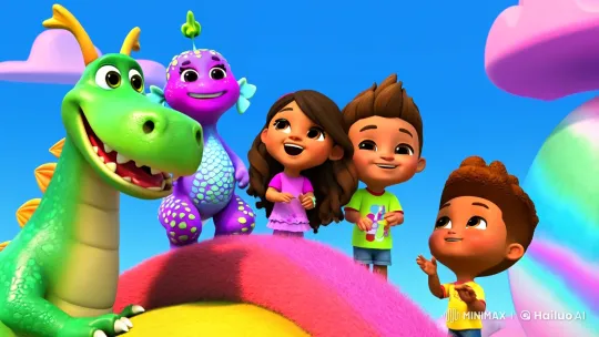 Joyful Friends on a Candy-Colored Hill with Cotton Candy Clouds – AI Generated Video | Hailuo AI