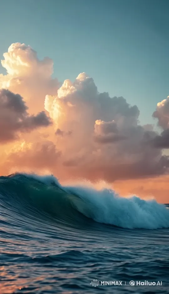 Sunset Ocean Wave with Dramatic Sky Display – AI Generated Video | Hailuo AI