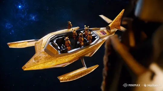 Japanese-Inspired Spaceship with Samurai Crew in Futuristic Cinematic Scene – AI Generated Video | Hailuo AI