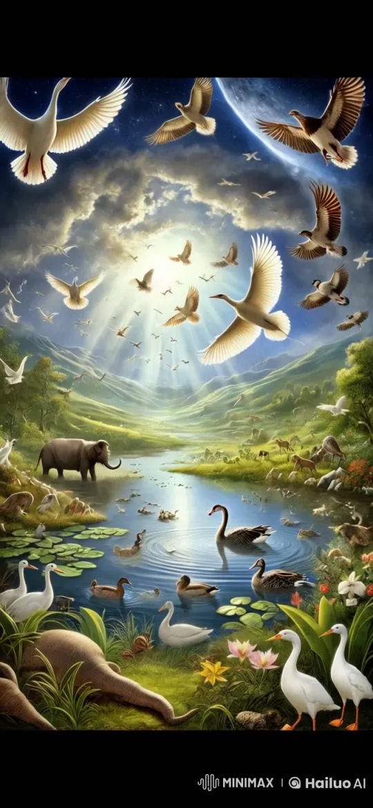 Peaceful Nature: Serene Lake and Wildlife Harmony – AI Generated Video | Hailuo AI