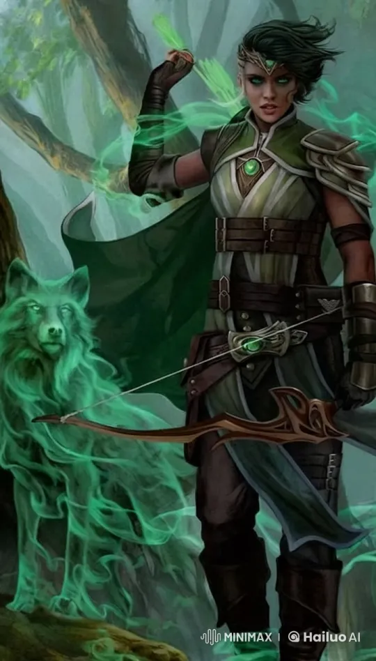 Mystical Archer and Spectral Wolf in Enchanted Forest – AI Generated Video | Hailuo AI