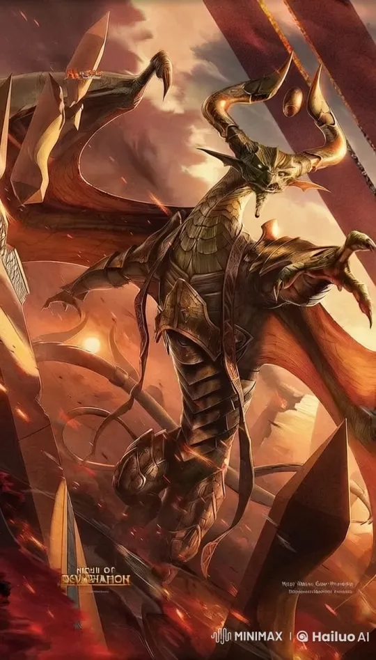 Nicol Bolas, the God-Pharaoh, Emerges in Fiery Desolation – AI Generated Video | Hailuo AI