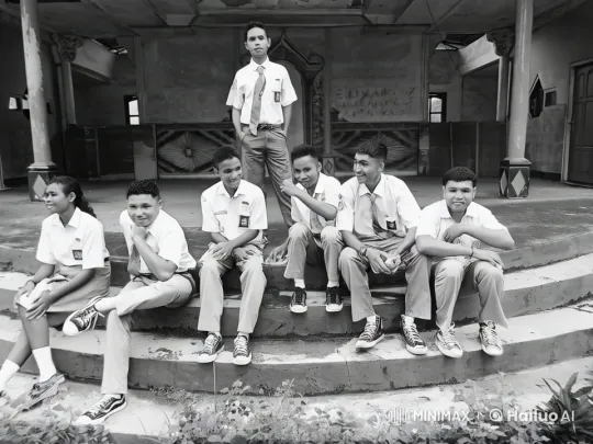 Live2D Animated Students Perform Kungfu on Building Steps – AI Generated Video | Hailuo AI