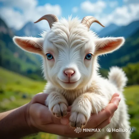 Liam's Serene Encounter with a Baby Goat on a Mountain Hike – AI Generated Video | Hailuo AI