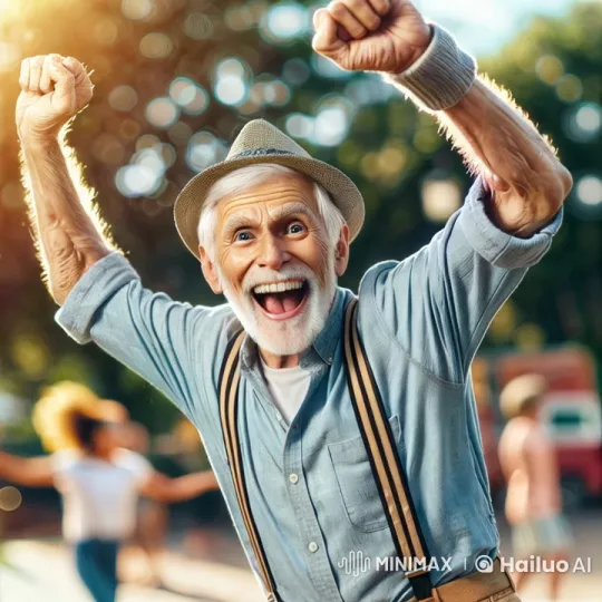 Elderly Man Salutes Buzz Lightyear at Joyful Gathering – AI Generated Video | Hailuo AI