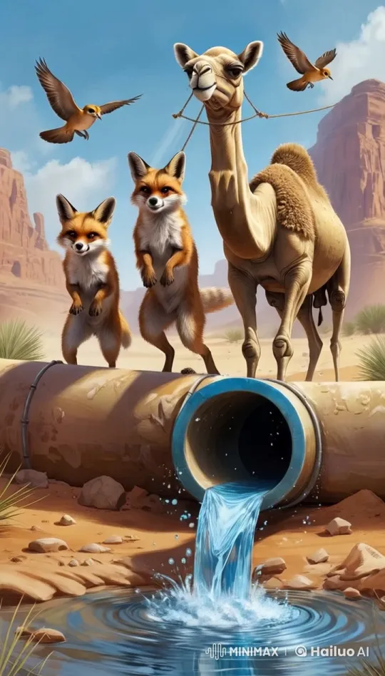 Harmonious Desert Oasis Restored with Wildlife – AI Generated Video | Hailuo AI