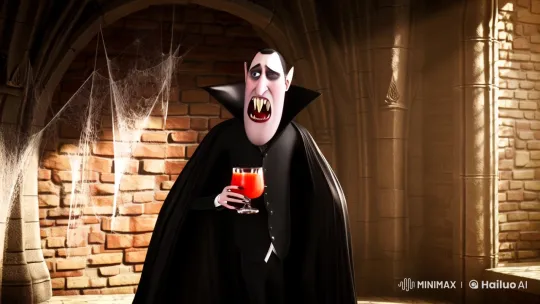 Gothic Vampire Disdains Tomato Juice in Photorealistic Castle – AI Generated Video | Hailuo AI