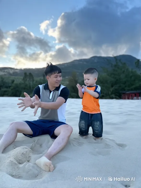 Father and Son Display Kungfu on Beach at Sunset – AI Generated Video | Hailuo AI