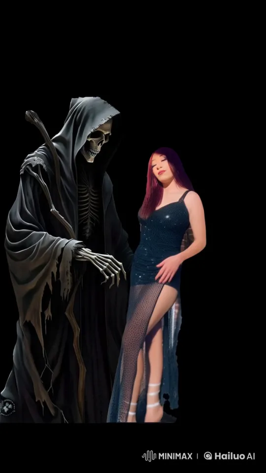 Mysterious Figure and Woman Embrace in Dark Live2D Animation – AI Generated Video | Hailuo AI
