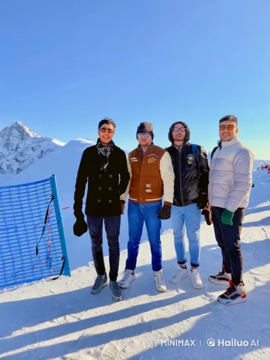 Four Friends Practice Kung Fu on Snowy Mountain – AI Generated Video | Hailuo AI