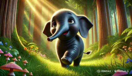 Cute Elephant Frolics in Enchanted Forest – AI Generated Video | Hailuo AI