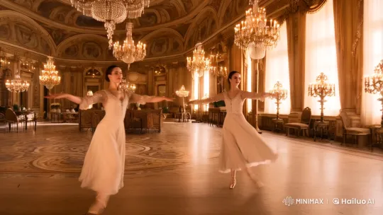 Elegant Dancers Grace Vintage Ballroom in Aesthetic Film Clip – AI Generated Video | Hailuo AI