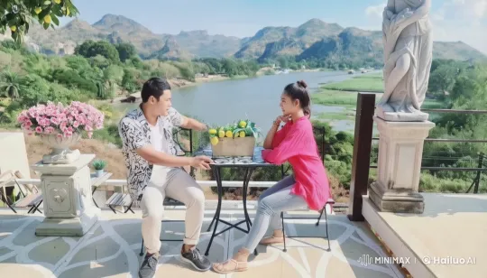 Vibrant Live2D Martial Arts Display in Scenic Hillside Café – AI Generated Video | Hailuo AI