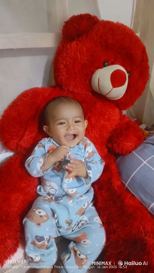 Baby Joyfully Plays with Teddy Bear in Pajamas – AI Generated Video | Hailuo AI