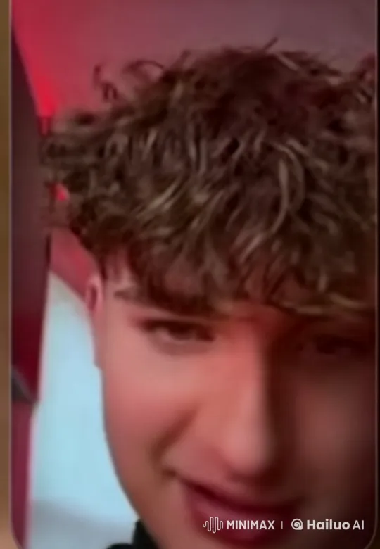 Curly-haired Boy Enjoys Cheerful Dance in Red-Lit Live2D Scene – AI Generated Video | Hailuo AI