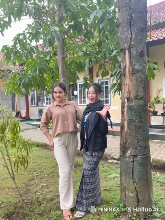 Two Women Practicing Playful Kungfu in a Garden Setting – AI Generated Video | Hailuo AI