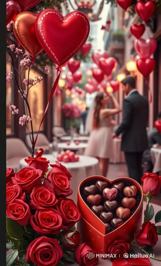 Romantic Live2D Scene with Hearts and Roses – AI Generated Video | Hailuo AI