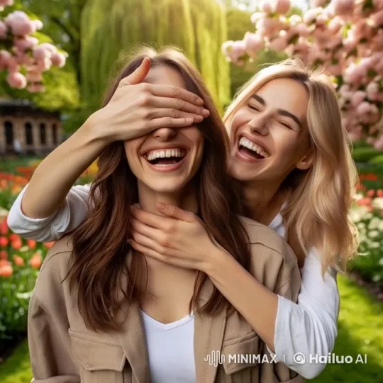 Friends Share Joyful Surprise in Scenic Park – AI Generated Video | Hailuo AI