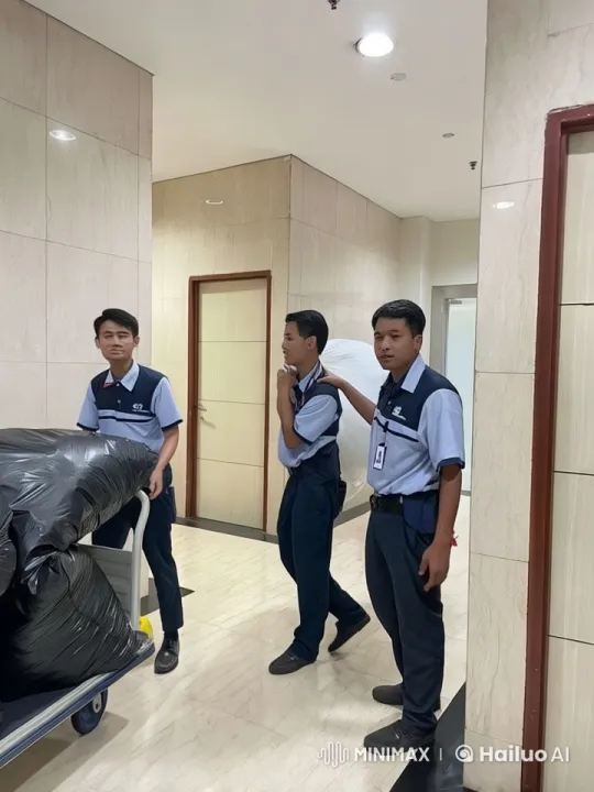 Live2D Security Guards Practicing Kungfu in Hallway – AI Generated Video | Hailuo AI