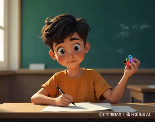 Animated Classroom Scene: Student Engaged in Writing – AI Generated Video | Hailuo AI