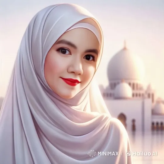 Muslim Woman Admires Majestic Mosque in Live2D Animation – AI Generated Video | Hailuo AI