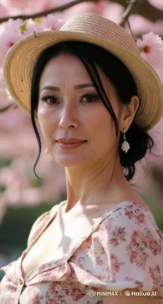 Serene Spring: Woman in Floral Dress Amidst Cherry Blossoms – AI Generated Video | Hailuo AI