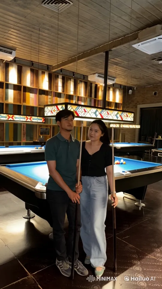 Couple Showcases Wing Chun in Pool Hall Setting – AI Generated Video | Hailuo AI