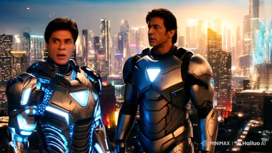 Shah Rukh Khan and Akshay Kumar in Futuristic Hero Scene – AI Generated Video | Hailuo AI