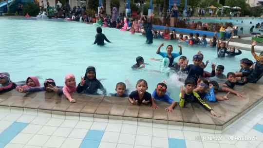 Joyful Children Splashing in Animated Pool Scene – AI Generated Video | Hailuo AI