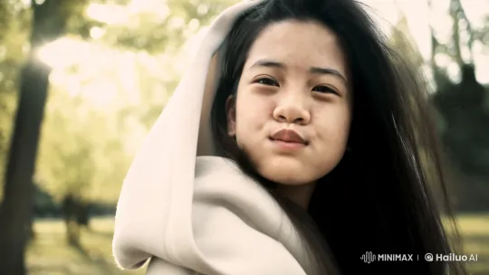 Young Woman in Serene Nature, Captivating Gaze – AI Generated Video | Hailuo AI