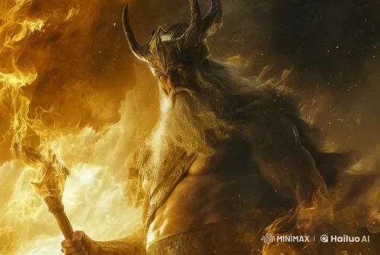 Mythic Figure in Fiery Live2D Epic with Dramatic Soundtrack – AI Generated Video | Hailuo AI