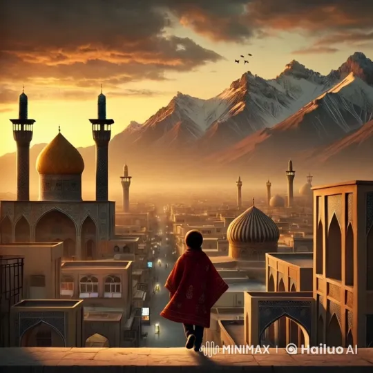 Child on Rooftop Observes Historic City at Sunset – AI Generated Video | Hailuo AI