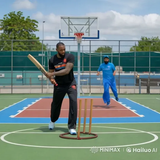 LeBron James and Virat Kohli: Cricket-Basketball Fusion in Live2D Animation – AI Generated Video | Hailuo AI