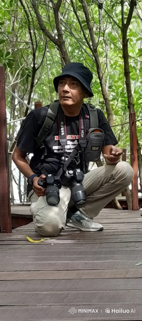 Man in Woods Approaches Camera with Enthusiasm – AI Generated Video | Hailuo AI