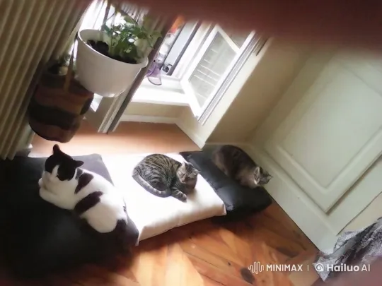Cats Stroll Gracefully in Cozy Indoor Setting – AI Generated Video | Hailuo AI