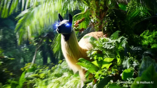 Eerie Llama Emerges in Lush Tropical Jungle – AI Generated Video | Hailuo AI
