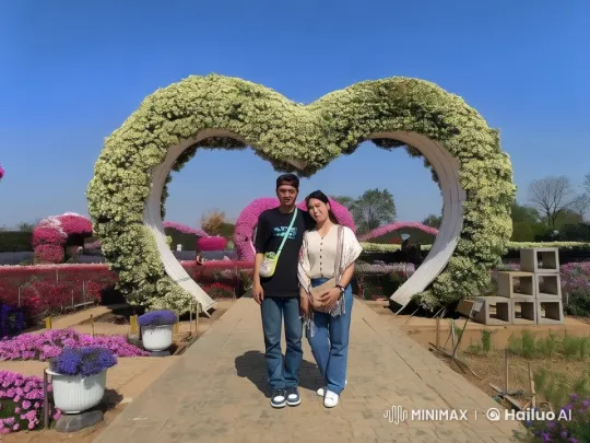 Couple Transforms into Martial Artists in Vibrant Garden Scene – AI Generated Video | Hailuo AI